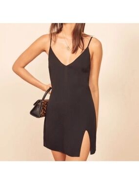 Reformation Quiet Luxury Marlowe Slip Dress with Sexy Slit - Size Large
